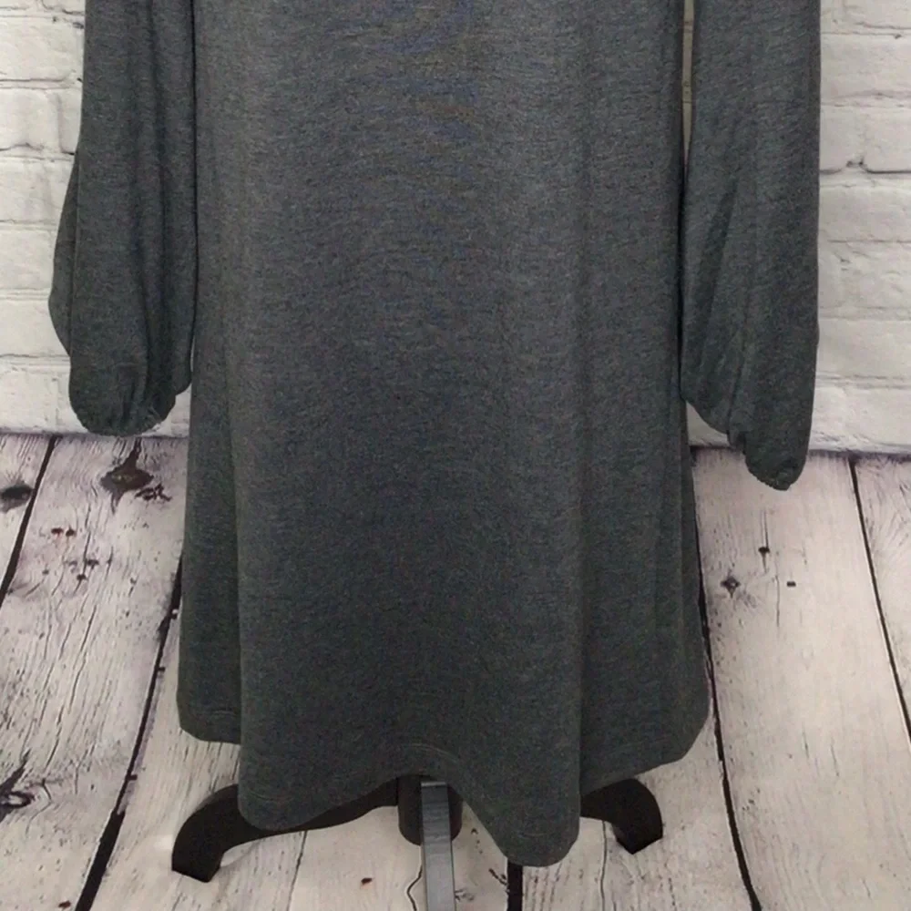 LOFT Gray Jersey Knit Ballon Sleeve Pullover Dress Small NWT
